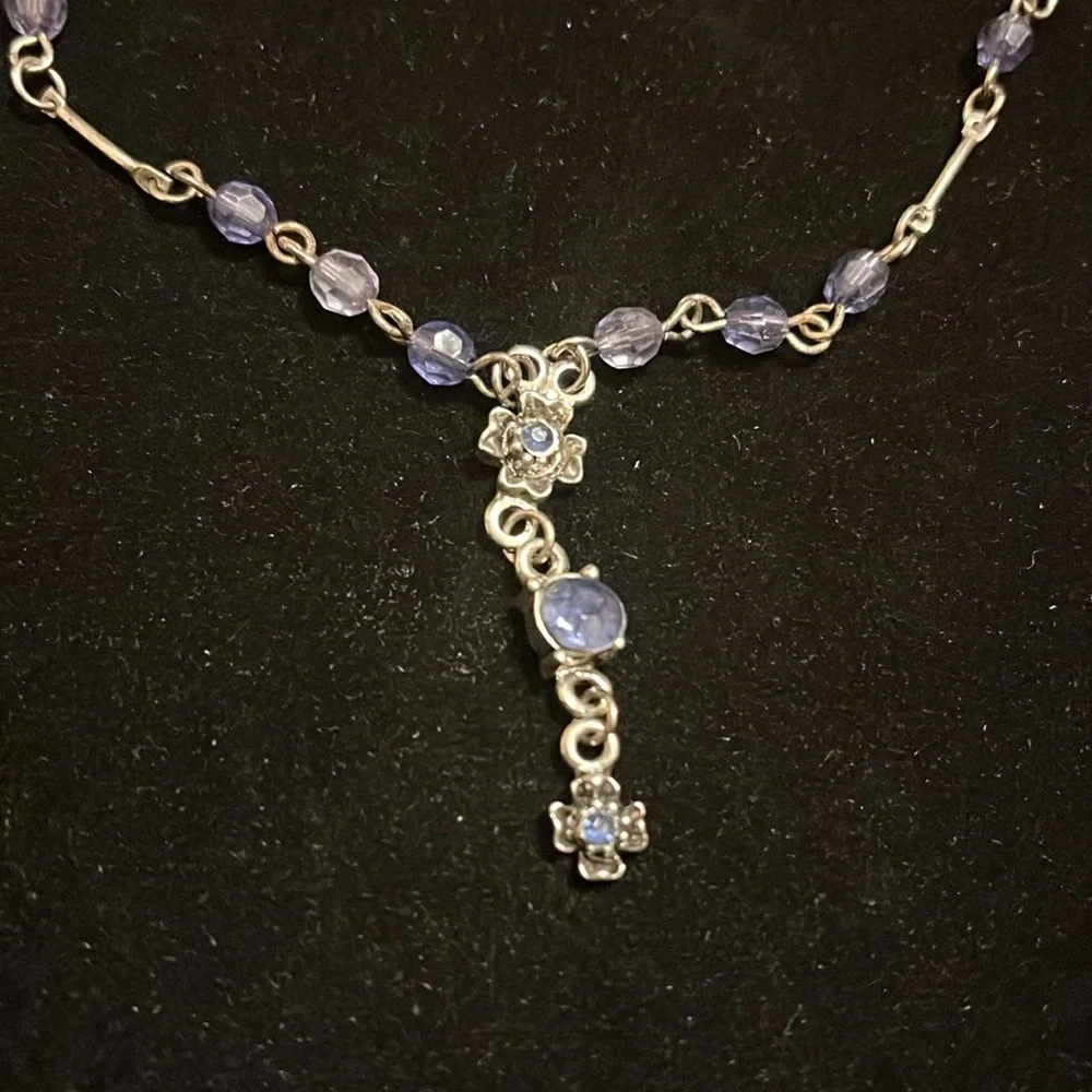 Blue and Silver Beaded Necklace